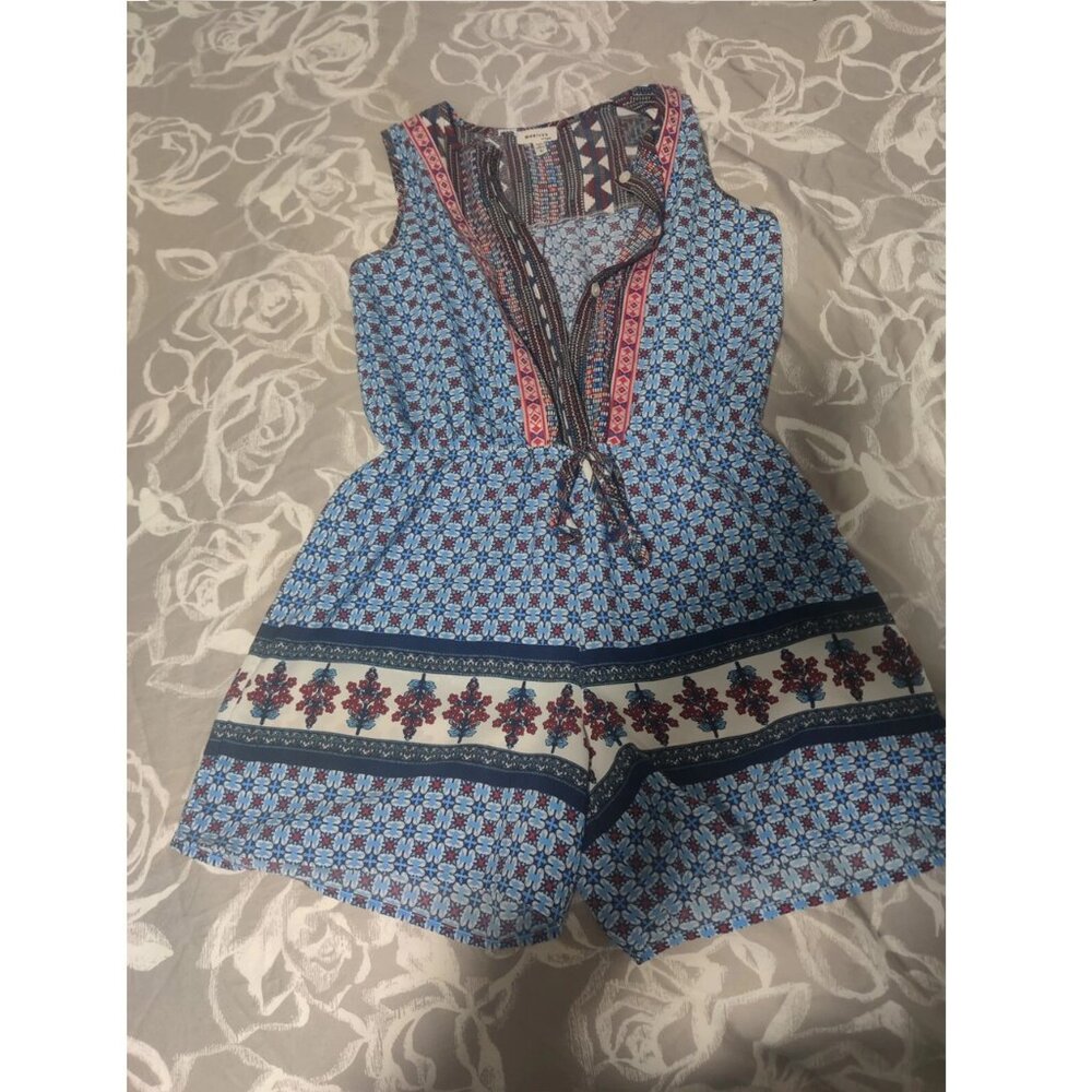 Share Girls Blue/Pink Floral Monteau One Piece Romper Size Large